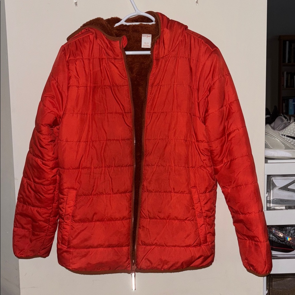 Boys Bright Orange Quilted Jacket xxl ( 18 )